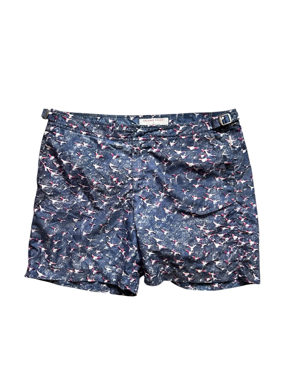 Orlebar Brown x Alex Maclean Swim Trunks Bulldog Blue Birds Size 34